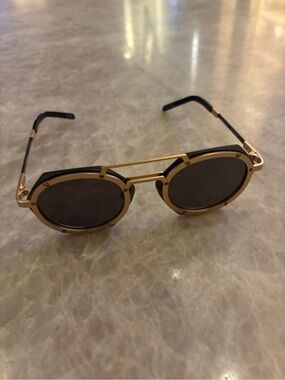 Hublot Gold Round Metal Sunglasses with Black Lenses